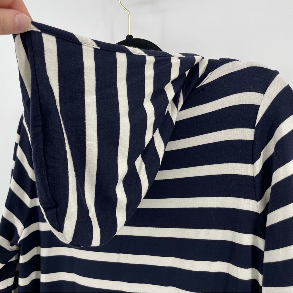 NEW Market & Spruce Milania French Terry Kangaroo Pocket Knit Top Navy Stripe L - Picture 5 of 7